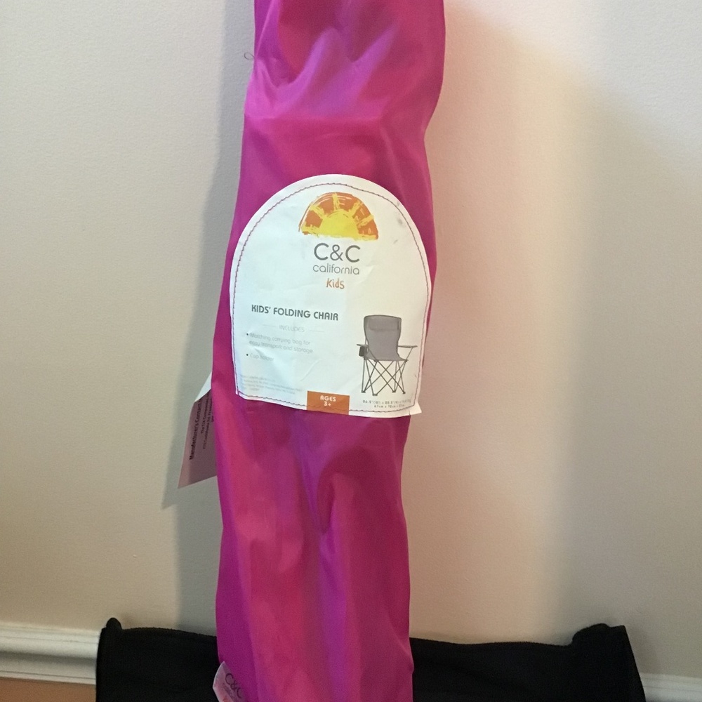 Kids Pink Nwt‎ Outdoor High Back Folding Camp Chair with Cup Holder -